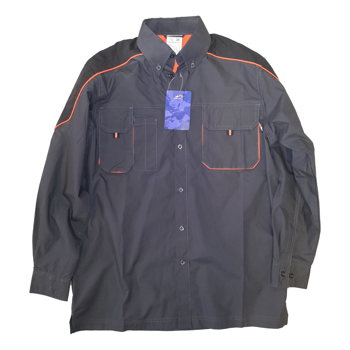 KOSZULA EMERTON SZARO-POMARAŃCZOWA