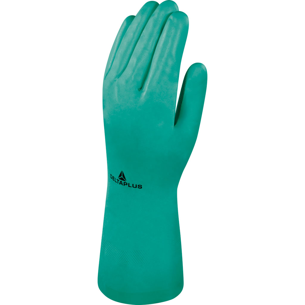 DELTA PLUS NITREX VE801 RĘKAWICE Z NITRYLU, FLOKOWANE, DŁ. 33 CM, GR. 0,40 MM; ZIELONY