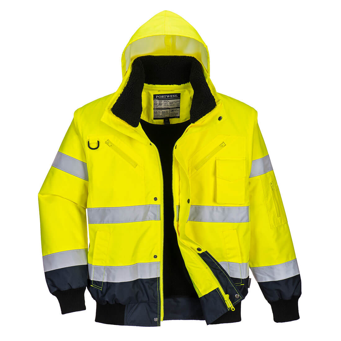 PORTWEST C465 KONTRASTOWA KURTKA OSTRZEGAWCZA BOMBER 3 W 1 ; ŻÓŁTY/GRANATOWY