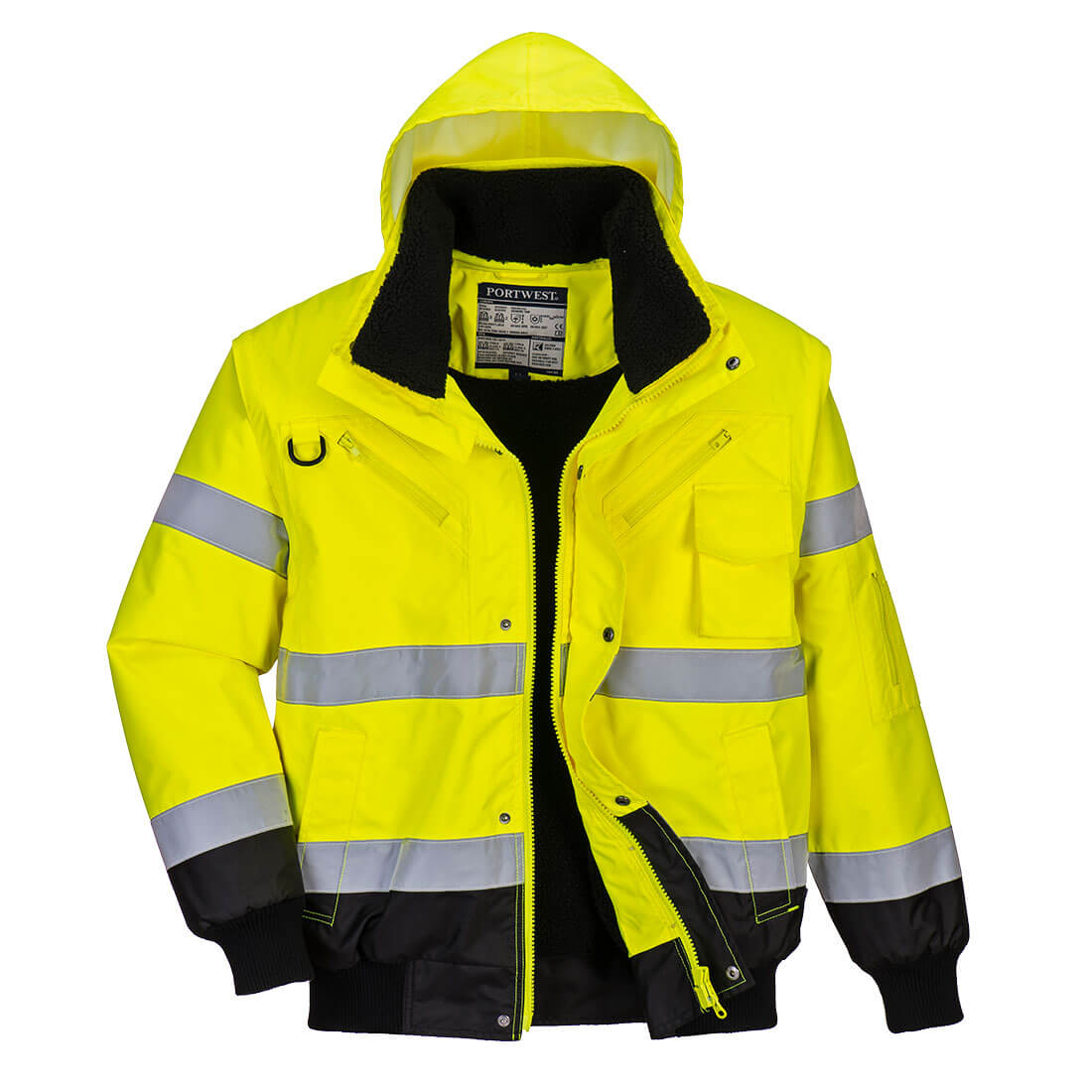 PORTWEST C465 KONTRASTOWA KURTKA OSTRZEGAWCZA BOMBER 3 W 1 ; ŻÓŁTY/CZARNY