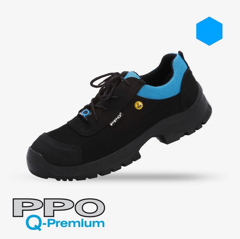 PÓŁBUTY BEZPIECZNE Z PODNOSKIEM KOMPOZYTOWYM I NIEMETALOWĄ WKŁADKĄ ANTYPRZEBICIOWĄ PPO STRZELCE OPOLSKIE MODEL Q4, PN-EN ISO 20345, S3, CI, SRC, ESD