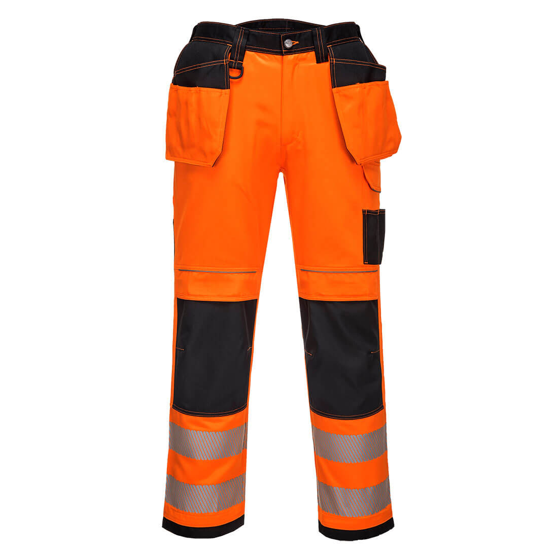 PORTWEST PW306 SPODNIE OSTRZEGAWCZE PW3 STRETCH Z KIESZENIAMI KABUROWYMI; POMARAŃCZOWY/CZARNY