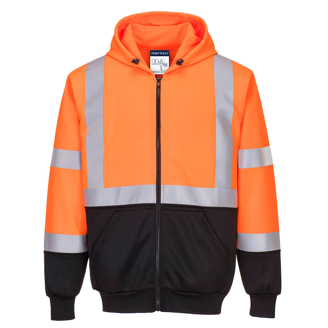 PORTWEST B315 BLUZA OSTRZEGAWCZA DWUKOLOROWA Z KAPTUREM; POMARAŃCZOWY/CZARNY