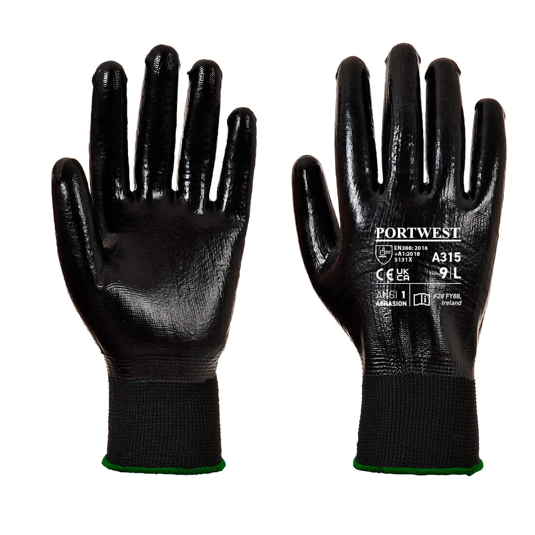 PORTWEST A315 RĘKAWICA ALL-FLEX GRIP POWLEKANA NITRYLEM; CZARNY