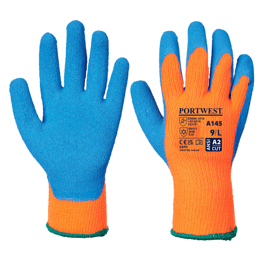 PORTWEST A145 RĘKAWICA OCIEPLANA COLD GRIP; POMARAŃCZOWY/NIEBIESKI