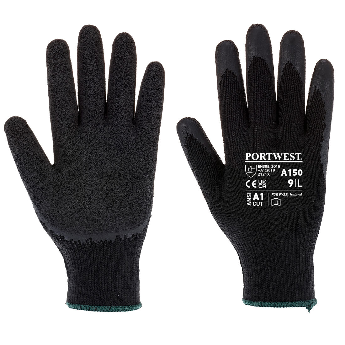 PORTWEST A150 RĘKAWICA CLASSIC GRIP - LATEKS; CZARNY