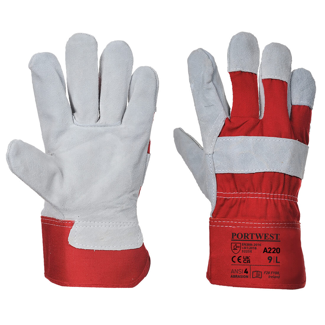 PORTWEST A220 RĘKAWICA RIGGER PREMIUM CHROM; CZERWONY