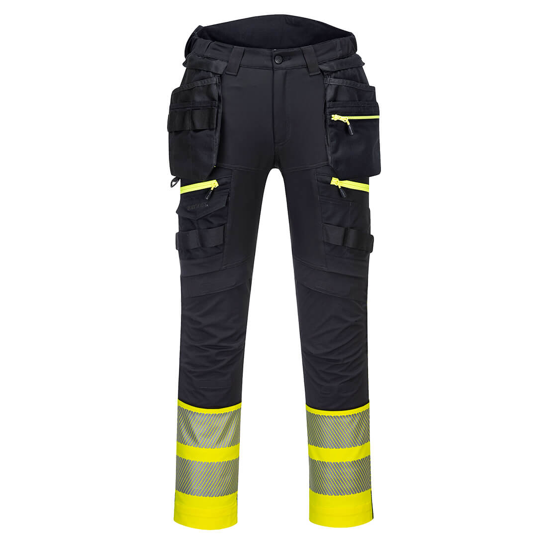 PORTWEST DX445 SPODNIE OSTRZEGAWCZE KLASY 1 DX4 Z KIESZENIAMI KABUROWYMI; ŻÓŁTY/CZARNY