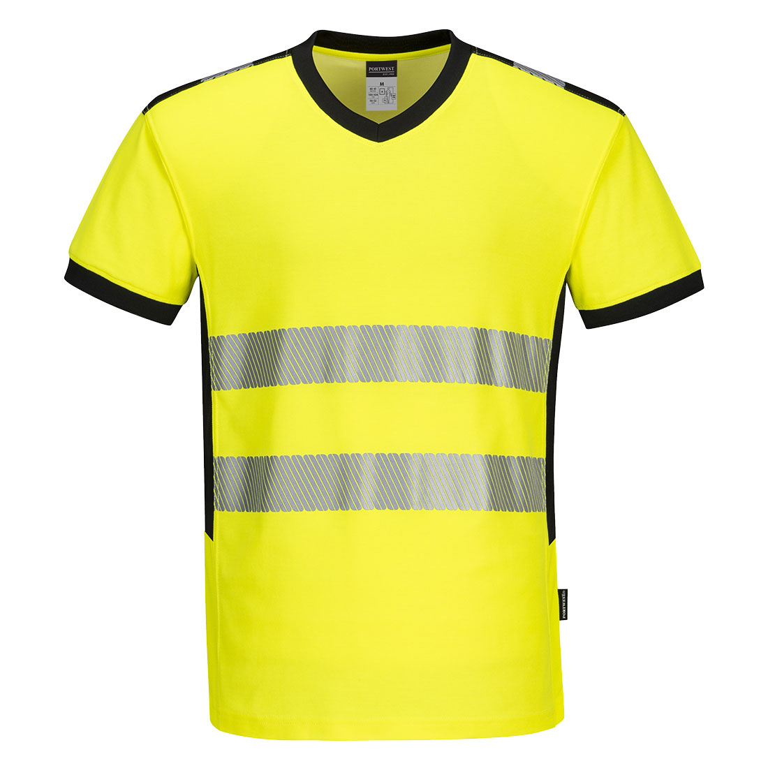 PORTWEST PW310 T-SHIRT OSTRZEGAWCZY PW3 Z DEKOLTEM W SZPIC; ŻÓŁTY/CZARNY