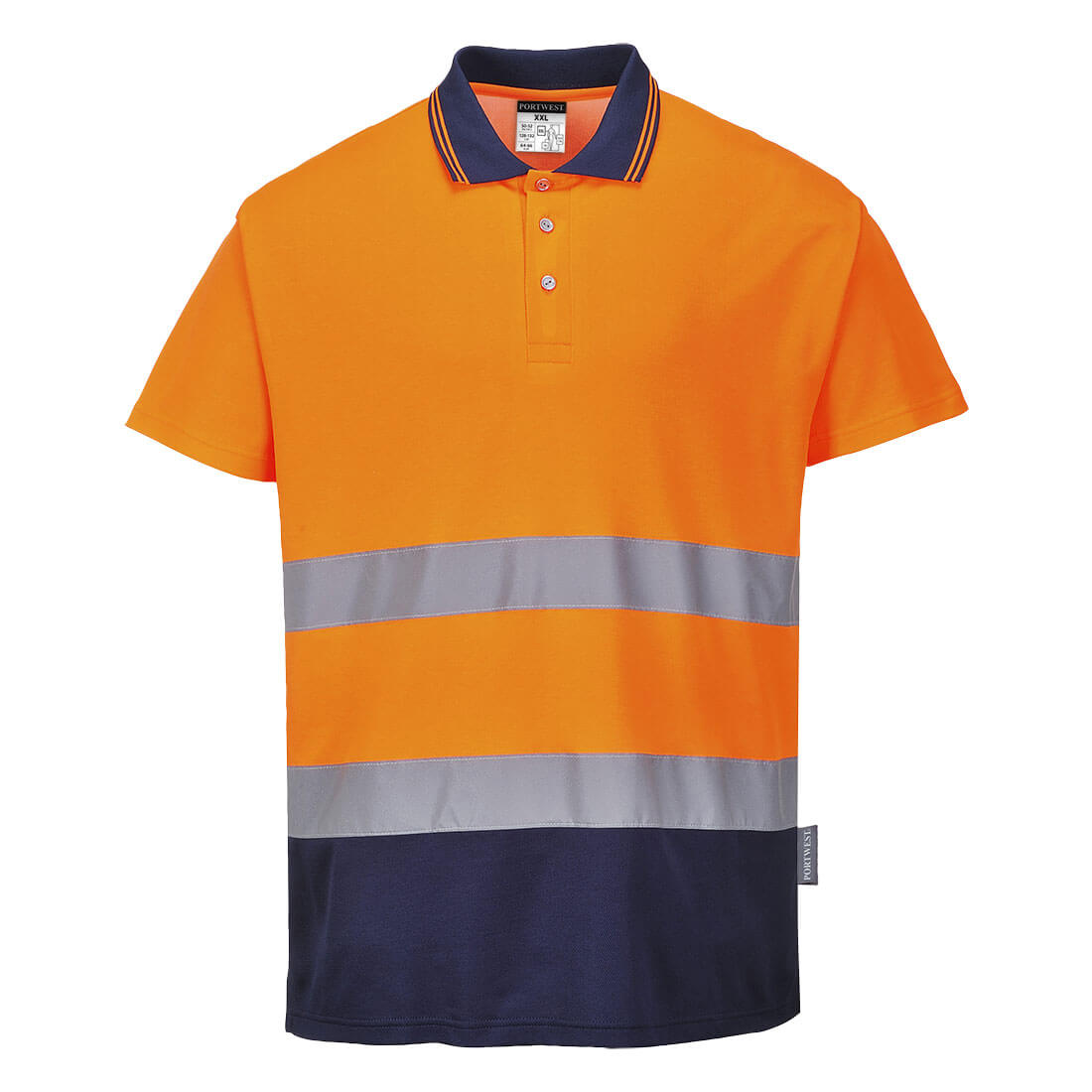 PORTWEST S174 KOSZULKA POLO DWUKOLOROWA COTTON COMFORT ; POMARAŃCZOWY/GRANATOWY