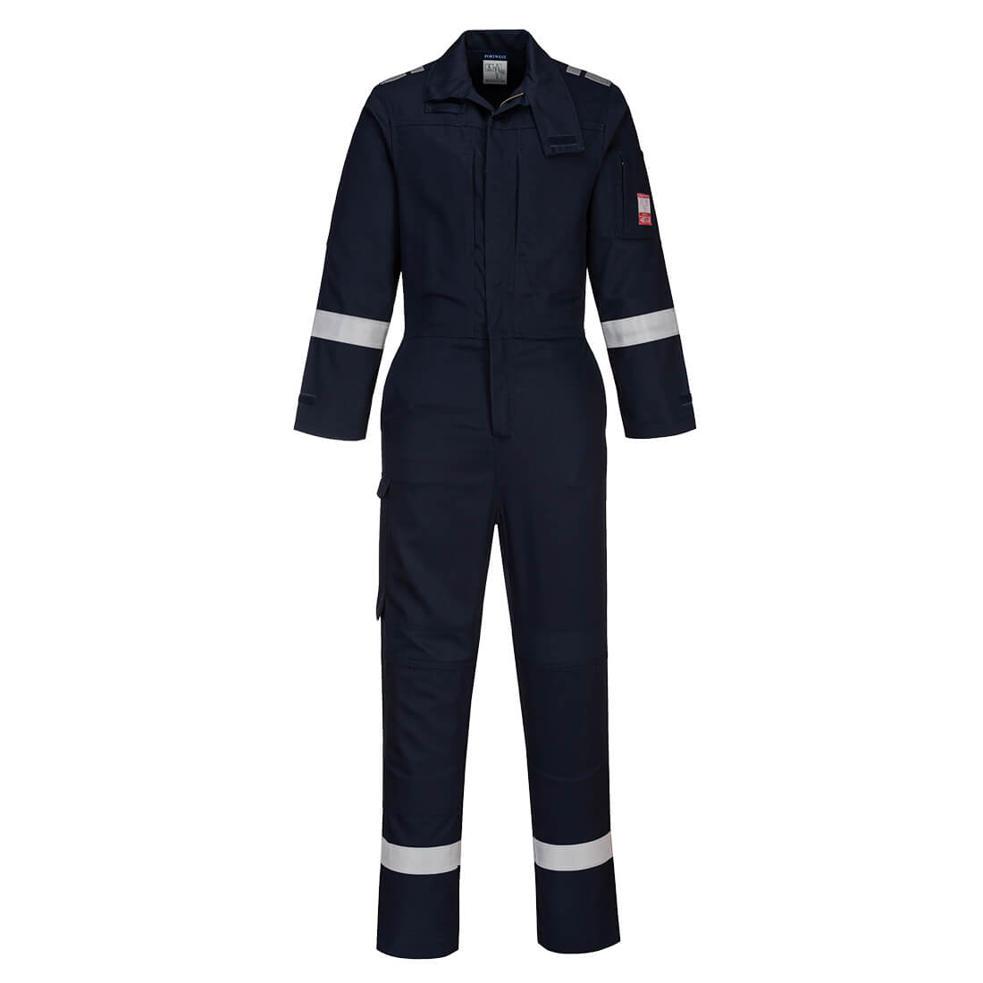 PORTWEST FR502 LEKKI KOMBINEZON TRUDNOPALNY Z PANELAMI STRETCH BIZFLAME PLUS ; GRANATOWY