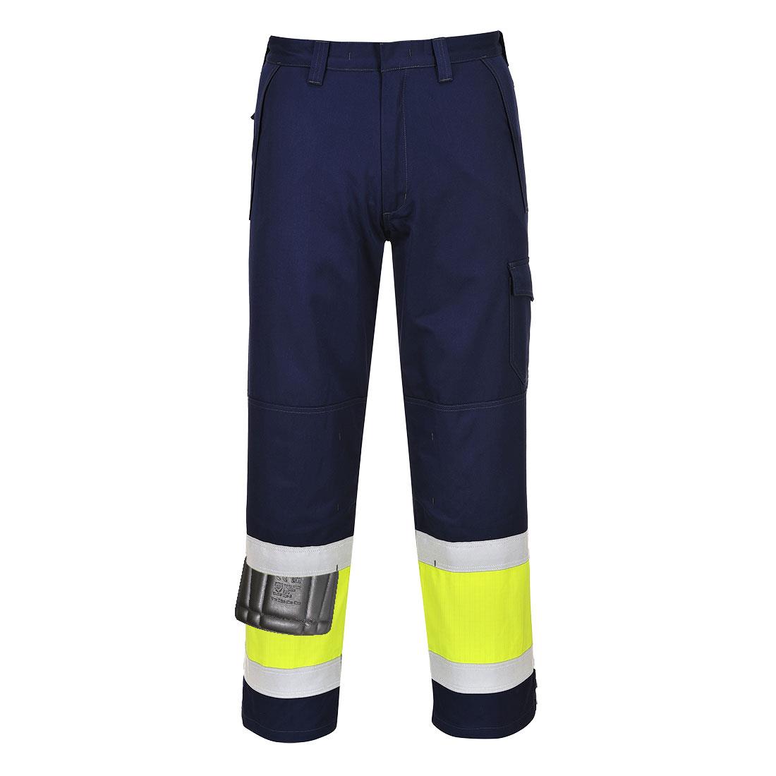 PORTWEST MV26 SPODNIE OSTRZEGAWCZE MODAFLAME; ŻÓŁTY/GRANATOWY