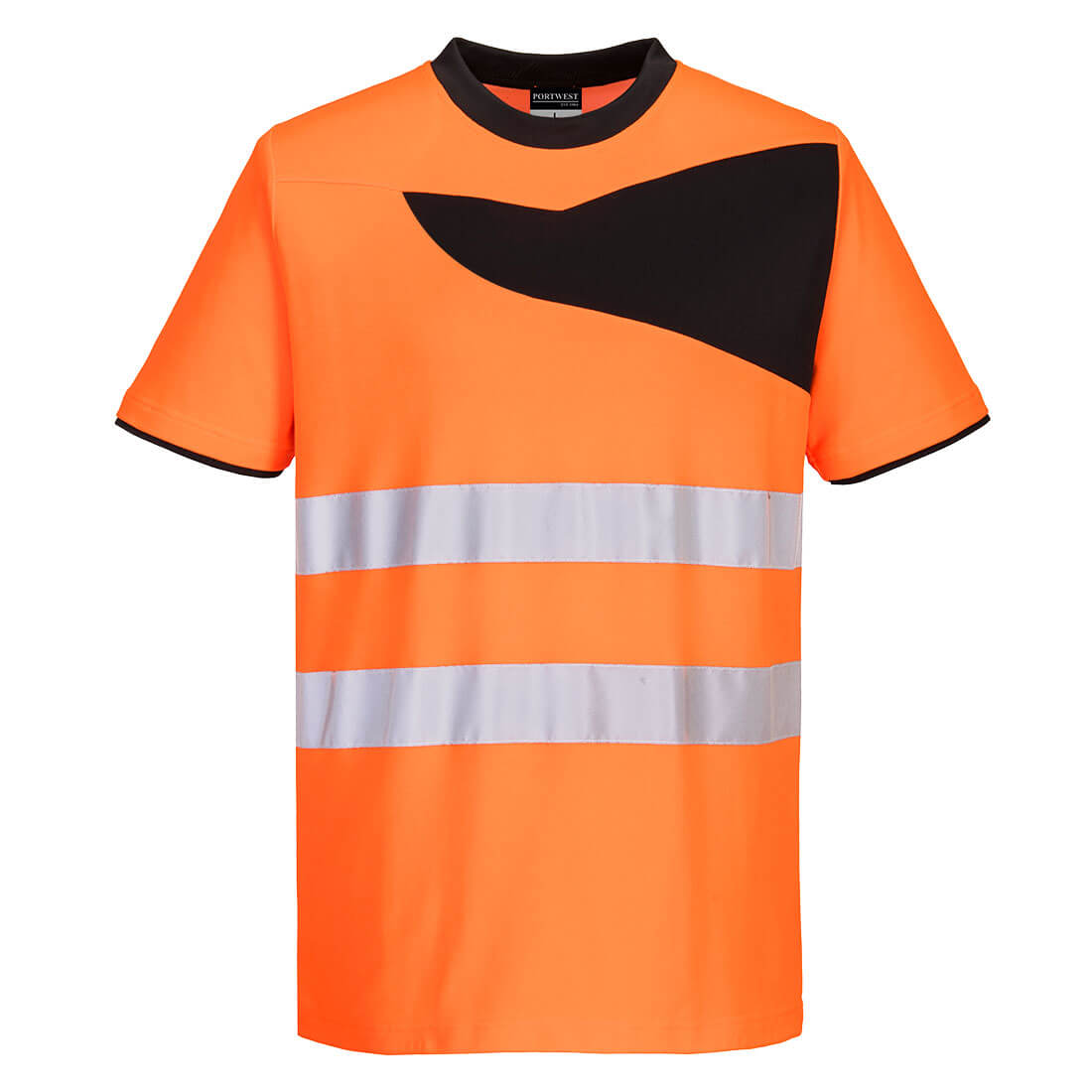 PORTWEST PW213 T-SHIRT OSTRZEGAWCZY PW2; POMARAŃCZOWY/CZARNY