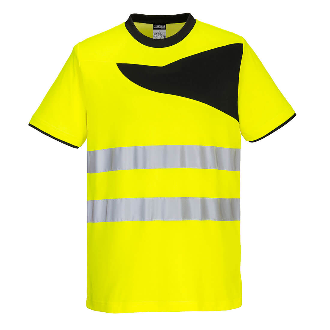 PORTWEST PW213 T-SHIRT OSTRZEGAWCZY PW2; ŻÓŁTY/CZARNY