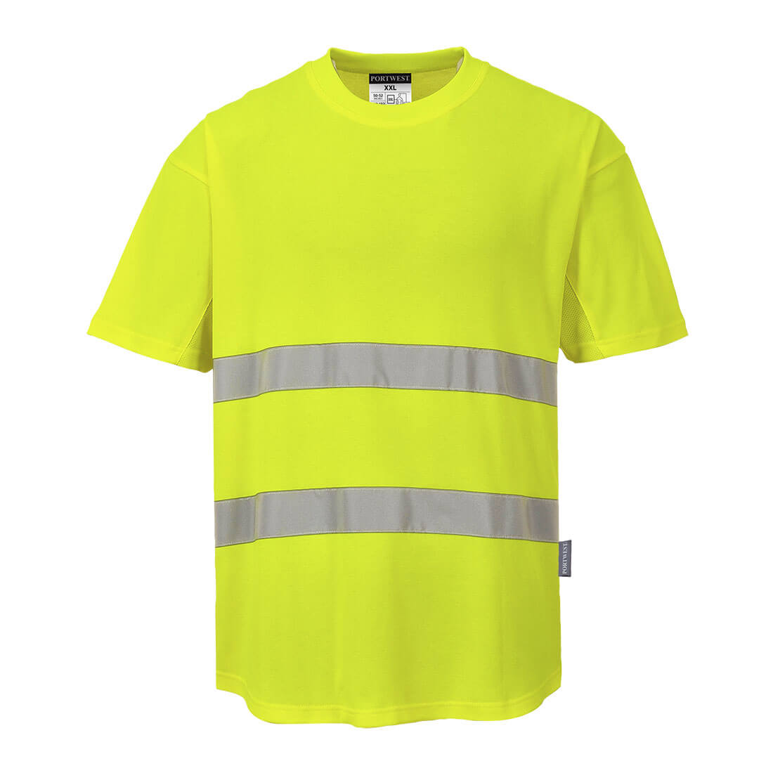 PORTWEST C394 OSTRZEGAWCZY T-SHIRT Z PANELAMI Z SIATKI; ŻÓŁTY