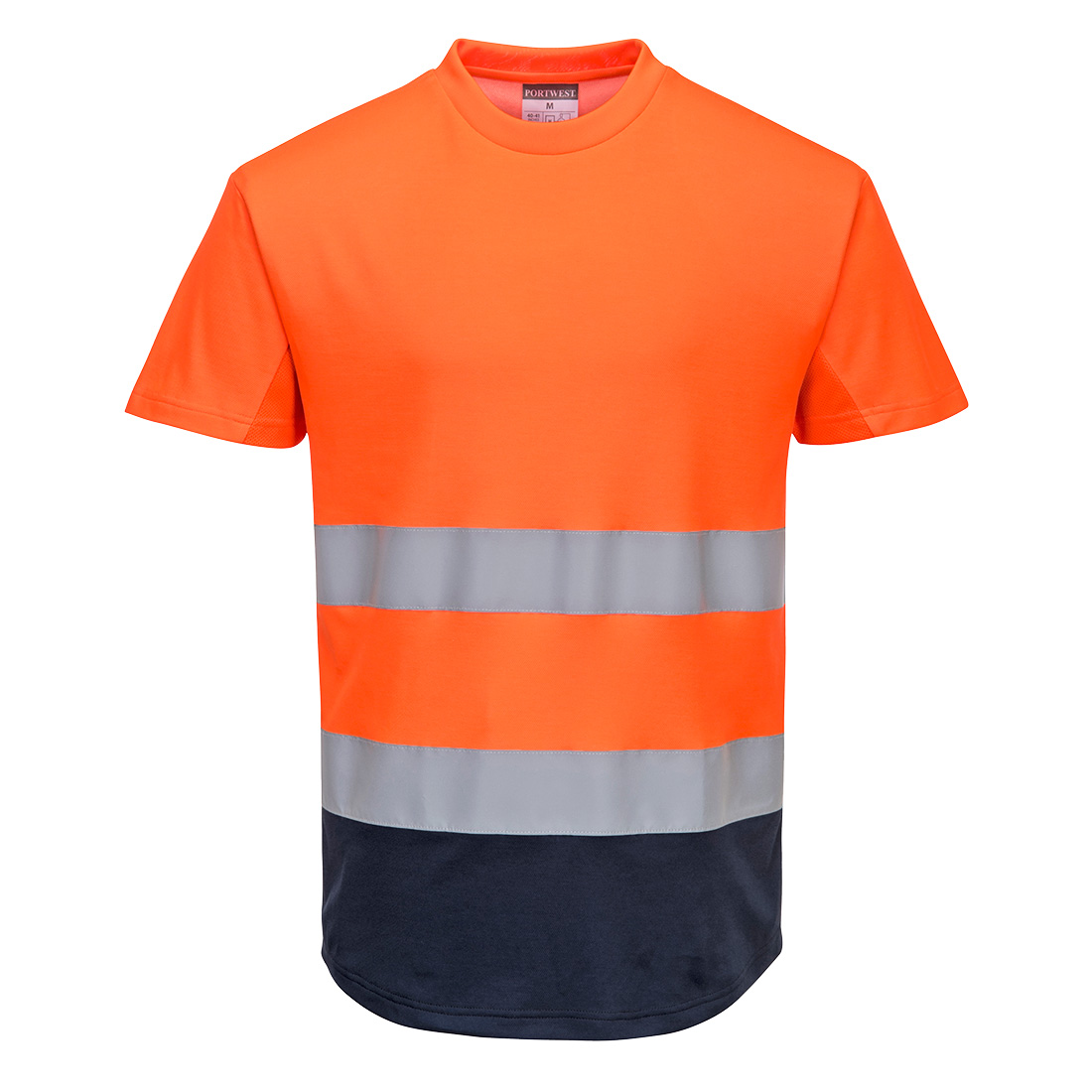 PORTWEST C395 DWUKOLOROWY T-SHIRT SIATKOWY ; POMARAŃCZOWY/GRANATOWY