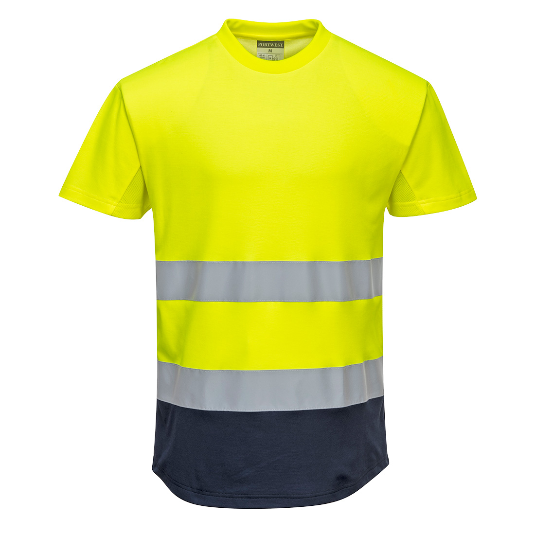 PORTWEST C395 DWUKOLOROWY T-SHIRT SIATKOWY ; ŻÓŁTY/GRANATOWY