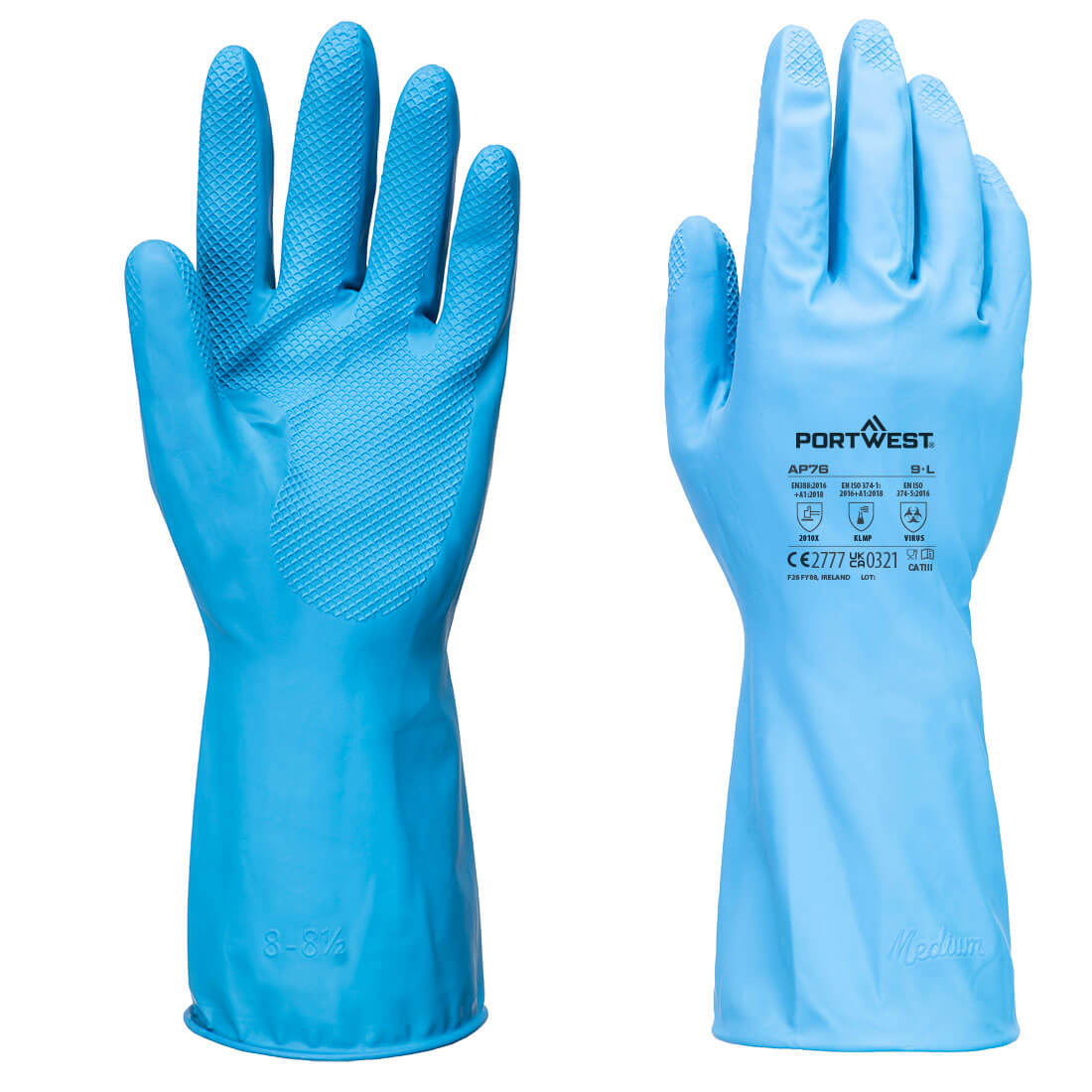 PORTWEST AP76 LEKKIE LATEKSOWE RĘKAWICE OCHRONNE PRZECIWCHEMICZNE FDL B (PK12); NIEBIESKI