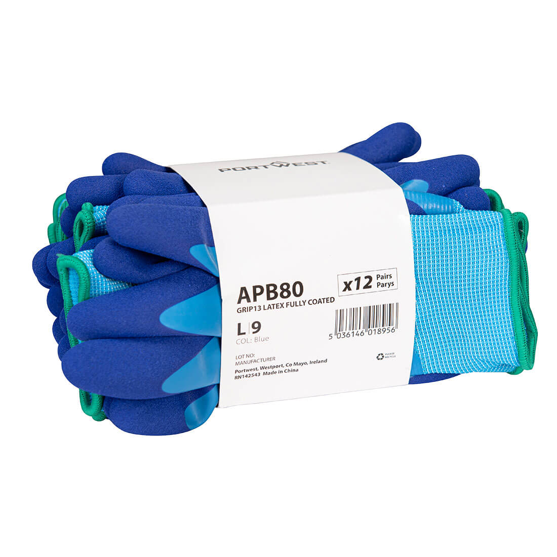 PORTWEST APB80 RĘKAWICA LIQUID PRO - 12 PAR; NIEBIESKI