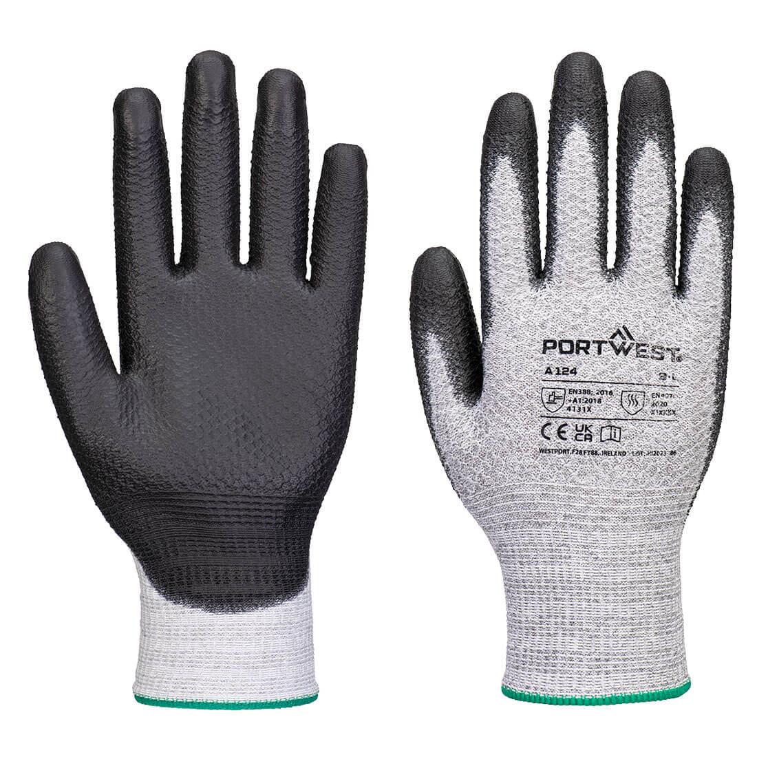 PORTWEST A124 RĘKAWICA GRIP 13 PU DIAMOND KNIT - 12 PAR; SZARY/CZARNY