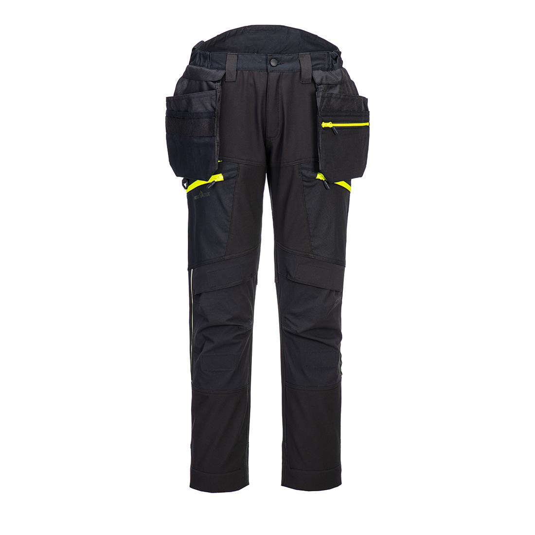 PORTWEST DX450 SPODNIE SOFTSHELL DX4 Z ODPINANYMI KIESZENIAMI KABUROWYMI; CZARNY