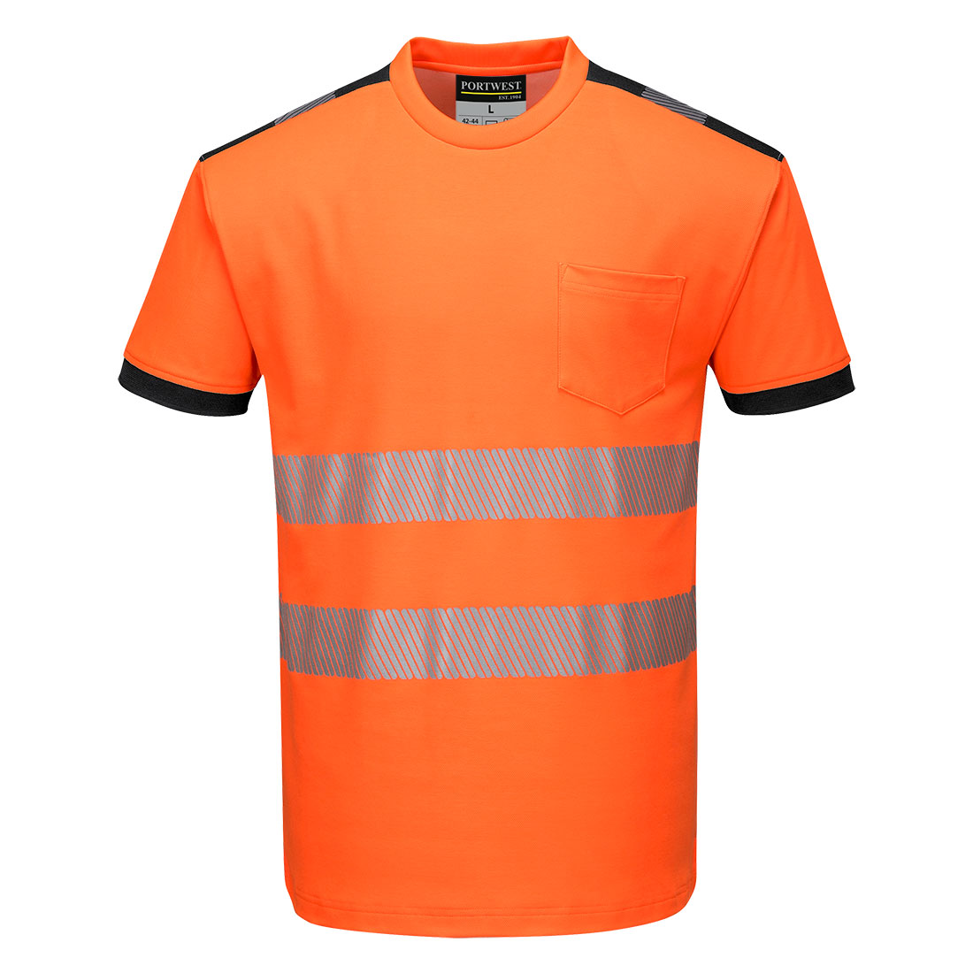 PORTWEST T181 T-SHIRT OSTRZEGAWCZY PW3 ; POMARAŃCZOWY/GRANATOWY