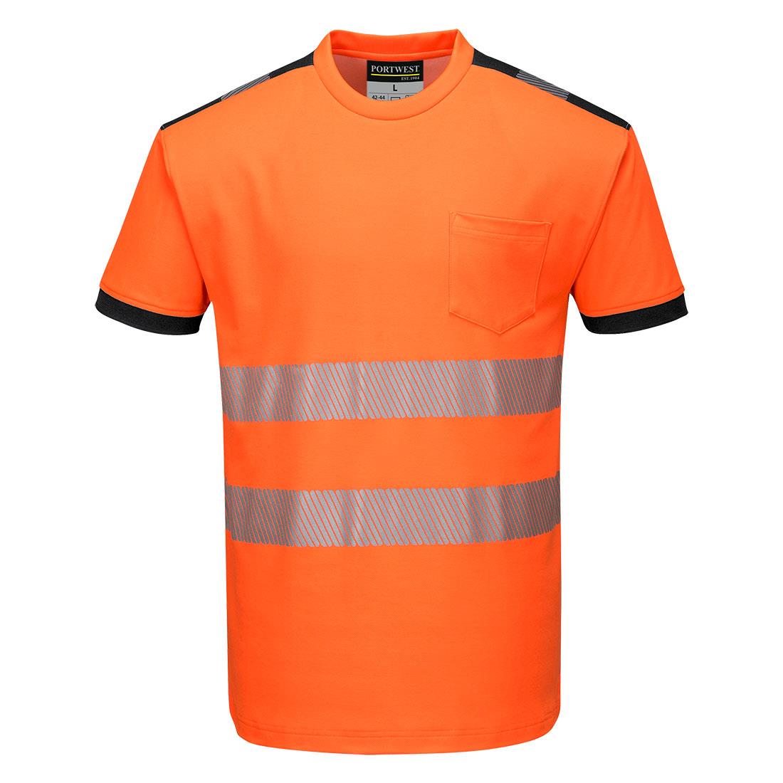PORTWEST T181 T-SHIRT OSTRZEGAWCZY PW3 ; POMARAŃCZOWY/CZARNY