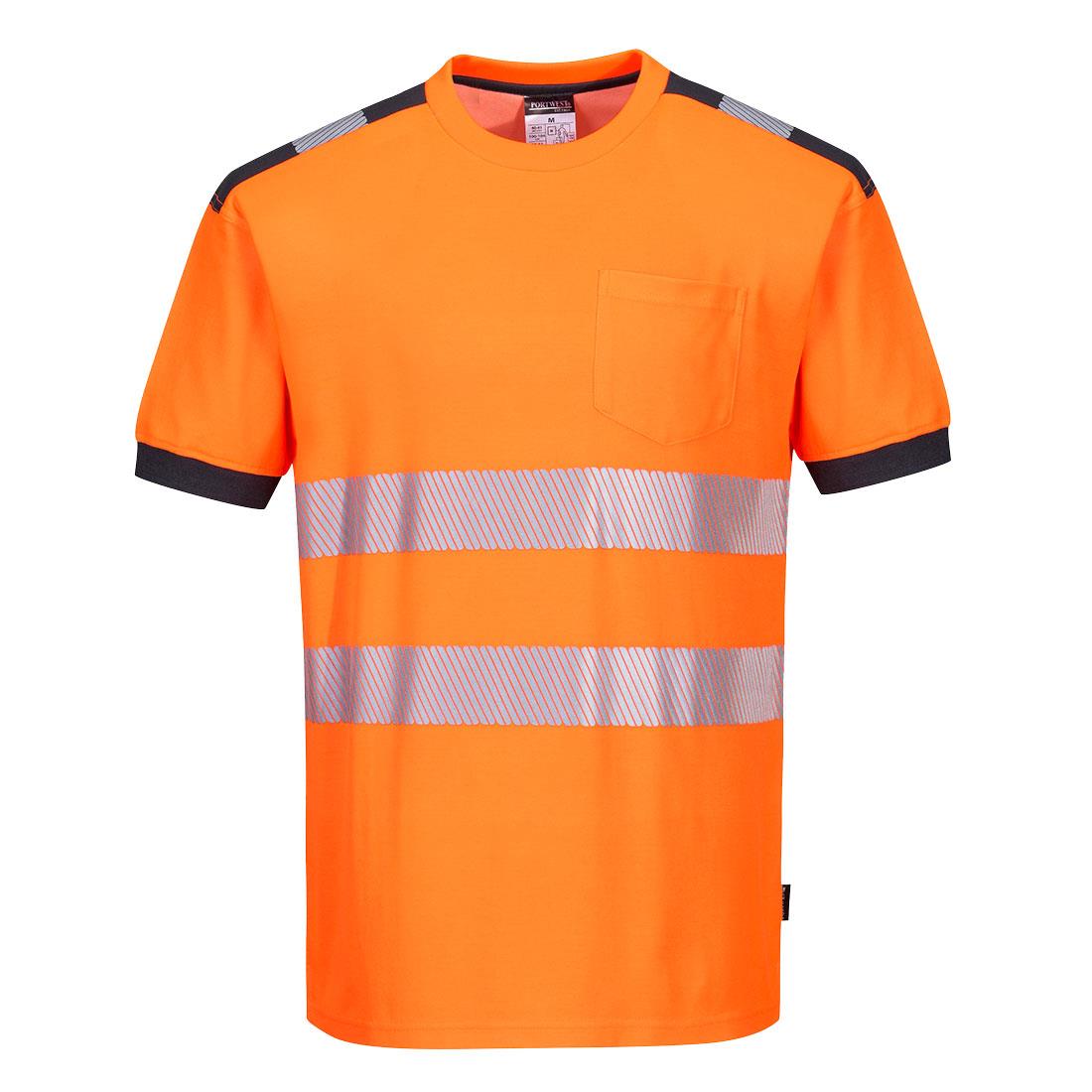 PORTWEST T181 T-SHIRT OSTRZEGAWCZY PW3 ; POMARAŃCZOWY/SZARY