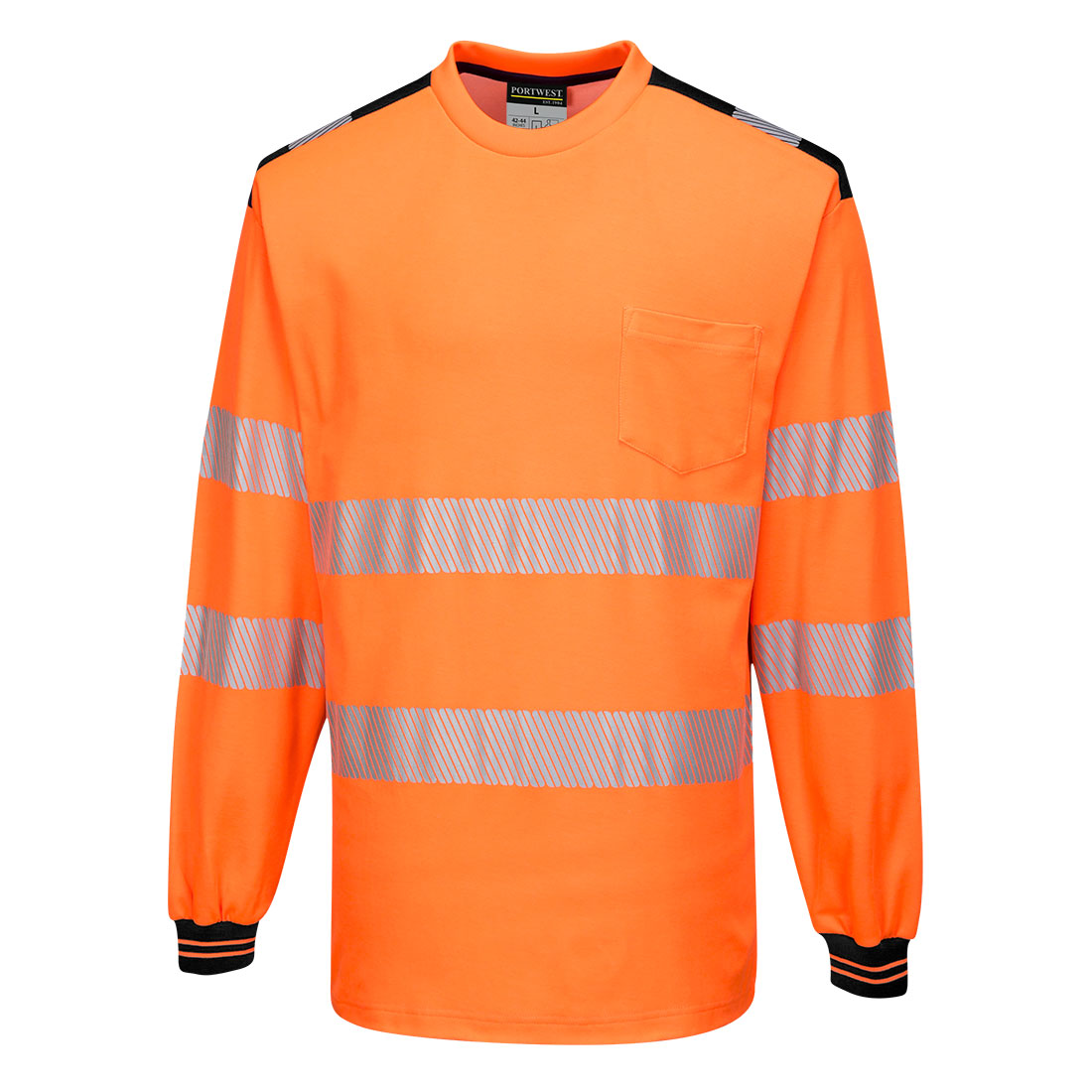 PORTWEST T185 T-SHIRT OSTRZEGAWCZY PW3 Z DŁUGIM RĘKAWEM; POMARAŃCZOWY/CZARNY