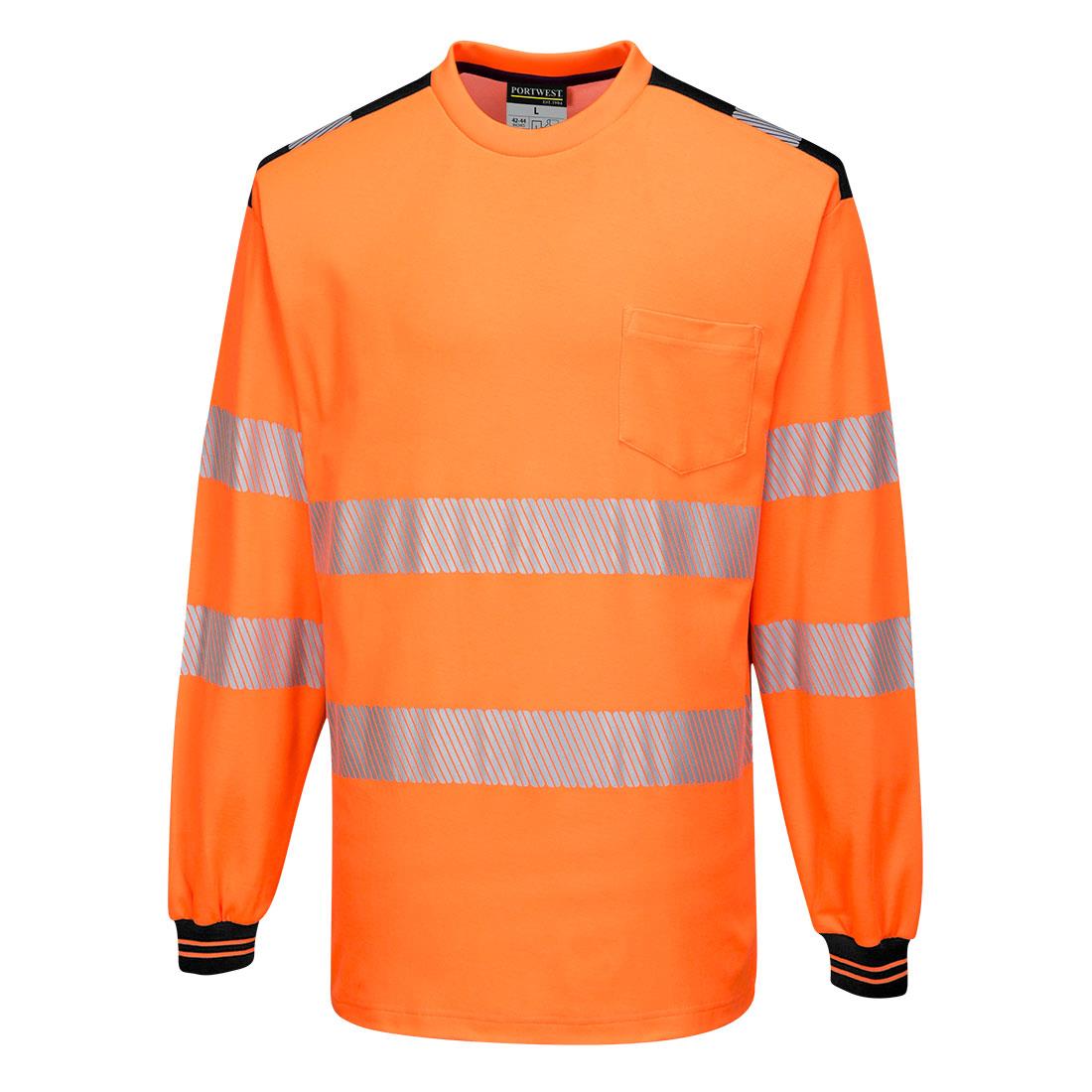 PORTWEST T185 T-SHIRT OSTRZEGAWCZY PW3 Z DŁUGIM RĘKAWEM; POMARAŃCZOWY/CZARNY