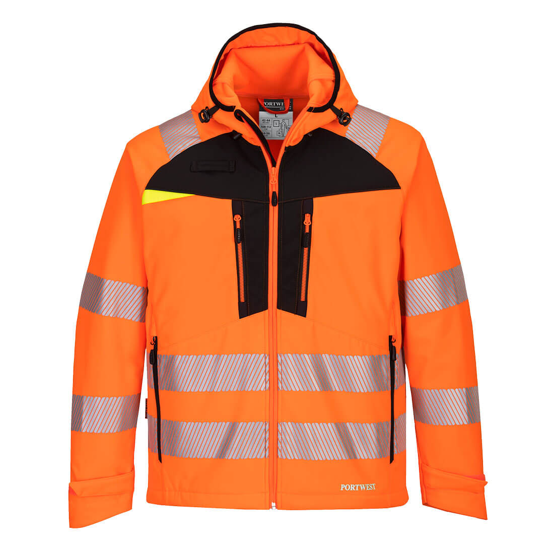 PORTWEST DX475 SOFTSHELL OSTRZEGAWCZY DX4 (3L); POMARAŃCZOWY/CZARNY