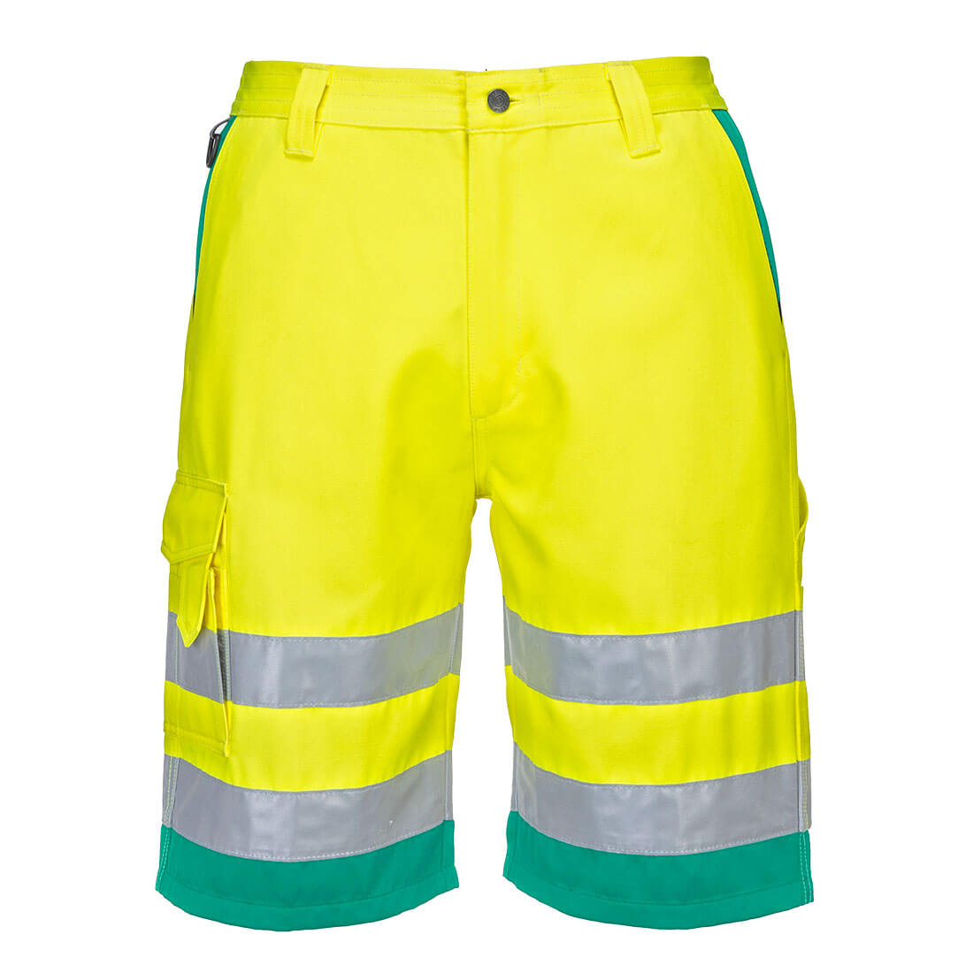PORTWEST L043 LEKKIE SZORTY OSTRZEGAWCZE Z POLIBAWEŁNY; ŻÓŁTY/SZMARAGDOWY