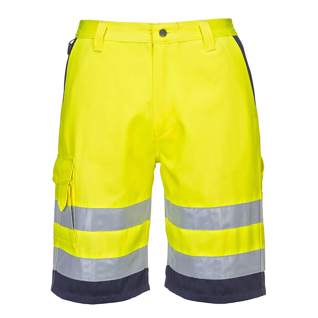 PORTWEST L043 LEKKIE SZORTY OSTRZEGAWCZE Z POLIBAWEŁNY; ŻÓŁTY/GRANATOWY