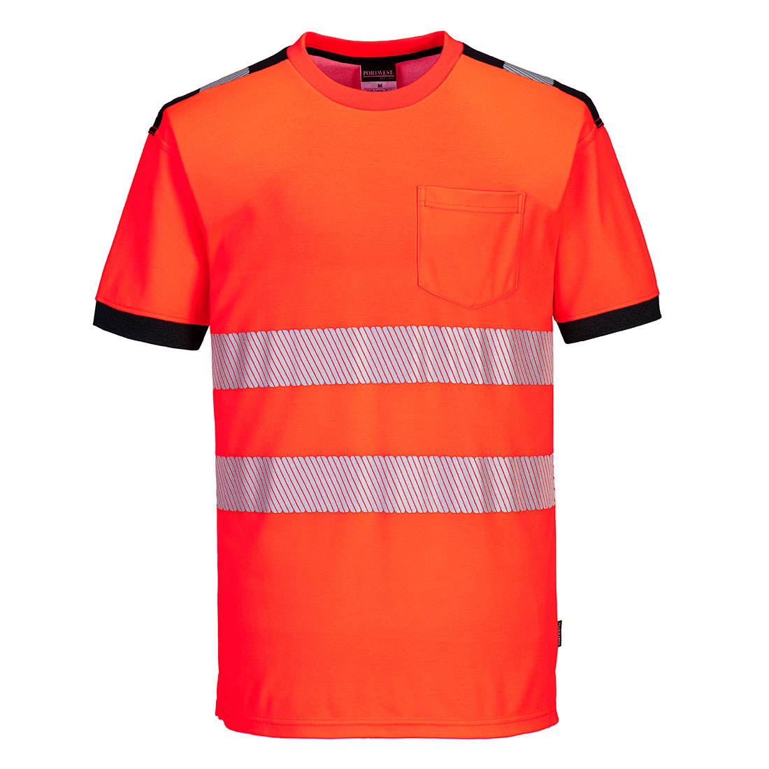 PORTWEST T181 T-SHIRT OSTRZEGAWCZY PW3 ; CZERWONY/CZARNY