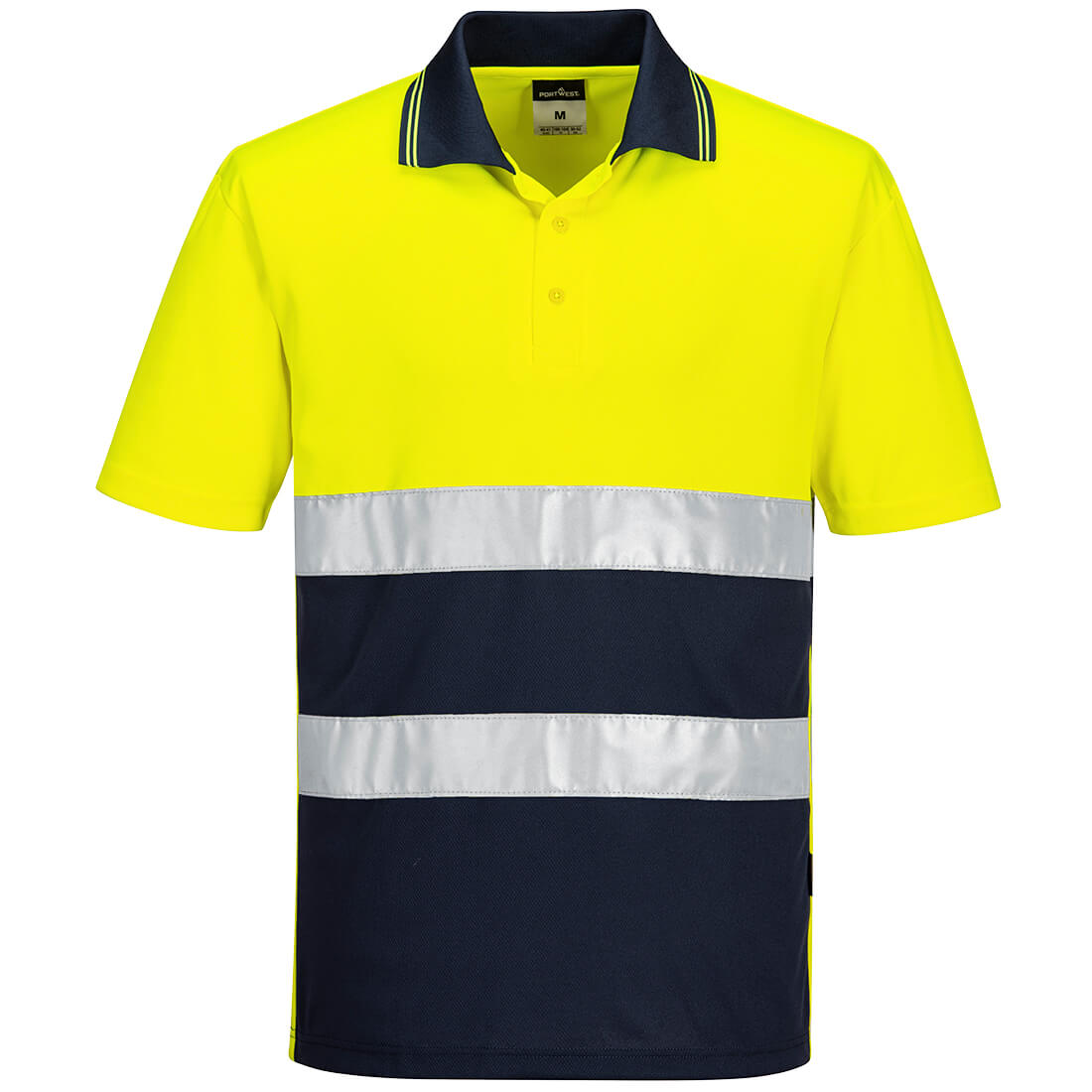 PORTWEST S175 LEKKA, OSTRZEGAWCZA KOSZULKA POLO S/S ; ŻÓŁTY/GRANATOWY