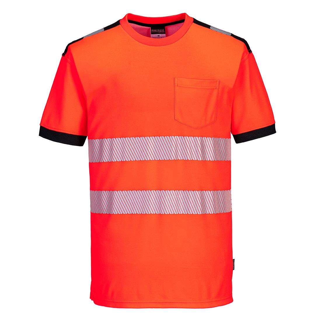 PORTWEST T181 T-SHIRT OSTRZEGAWCZY PW3 ; CZERWONY/CZARNY