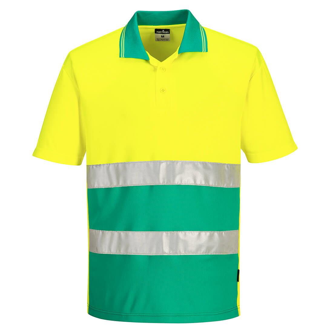 PORTWEST S175 LEKKA, OSTRZEGAWCZA KOSZULKA POLO S/S ; ŻÓŁTY/SZMARAGDOWY