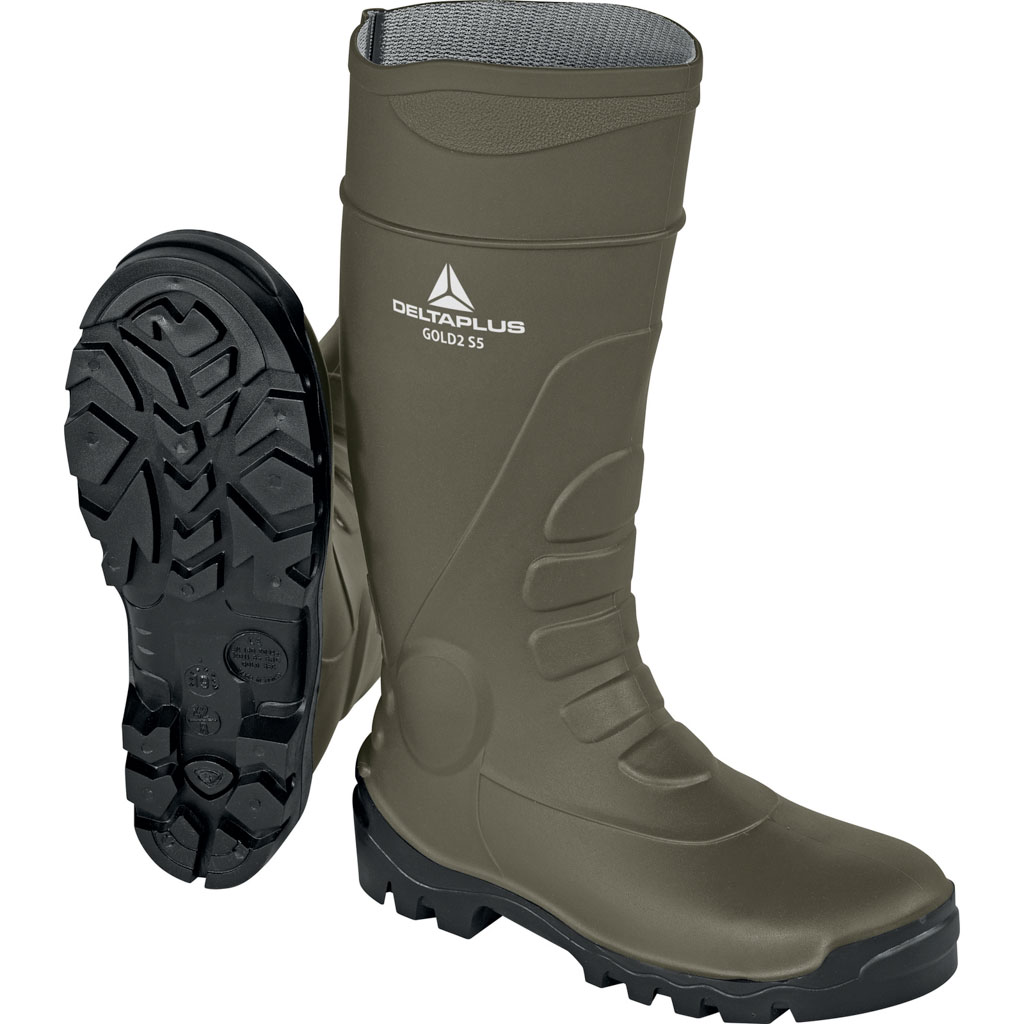 DELTA PLUS GOLD2 S5 SRC OBUWIE BEZPIECZNE WYSOKIE Z PVC ; KHAKI-CZARNY