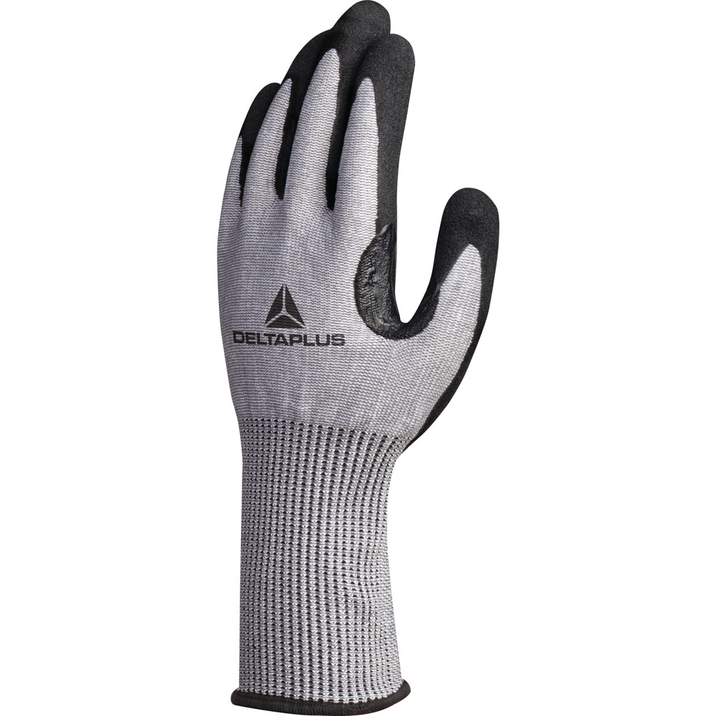 DELTA PLUS VENICUTF01 XTREM CUT - VECUTF01 RĘKAWICE DZIANE Z WŁÓKNA XTREMCUT®, DŁON POWLEKANA PIANKĄ NITRYLOWĄ, ŚCIEG 13; SZARO-CZARNY