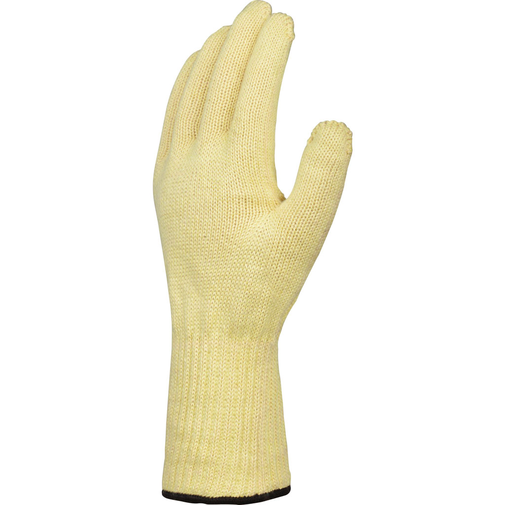 DELTA PLUS KPG10 RĘKAWICE DZIANE, NA ZEWNĄTRZ WŁÓKNO KEVLAR®, WEWNĄTRZ BAWEŁNA, ŚCIĄGACZ W NADGARSTKU 10 CM; ŻÓŁTY