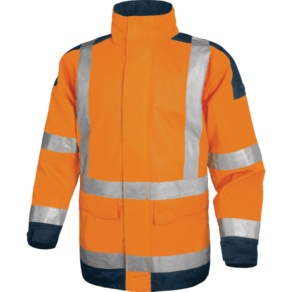 DELTA PLUS EASYVIEW KURTKA OSTRZEGAWCZA Z POLIESTRU OXFORD POWLEKANEGO POLIURETANEM, KL. 3; ?POMARAŃCZOWY FLUO-GRANATOWY