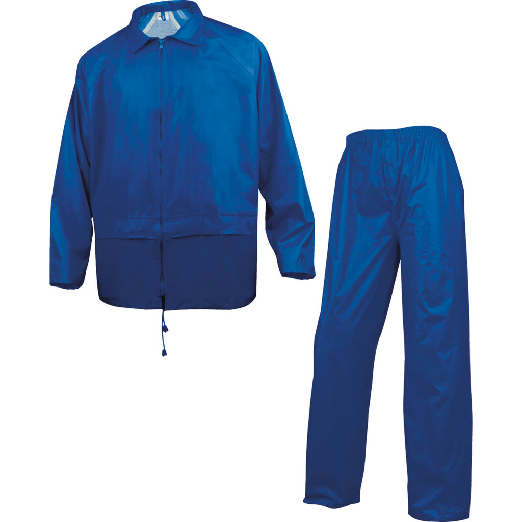 DELTA PLUS 400 KOMPLET PRZECIWDESZCZOWY: BLUZA + SPODNIE Z POLIESTRU POWLEKANEGO PVC; NIEBIESKI