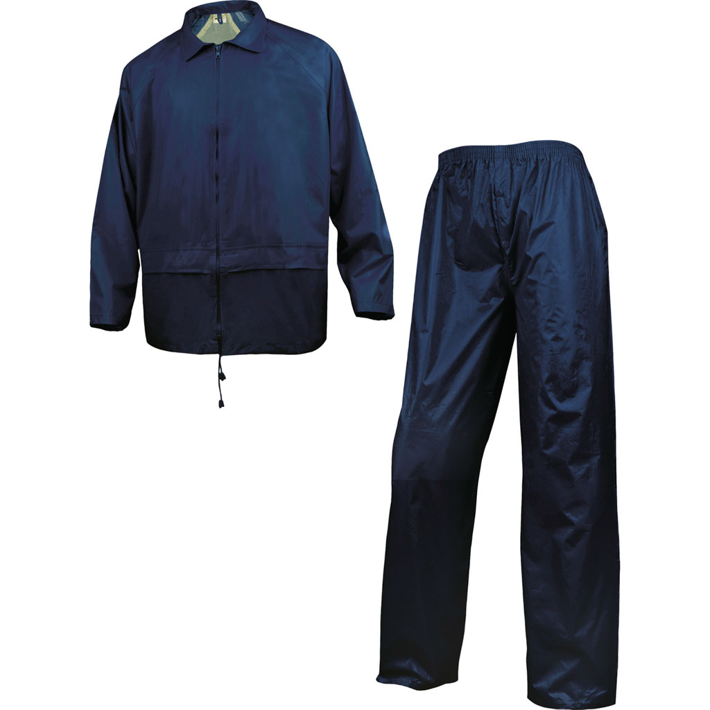 DELTA PLUS 400 KOMPLET PRZECIWDESZCZOWY: BLUZA + SPODNIE Z POLIESTRU POWLEKANEGO PVC; GRANATOWY