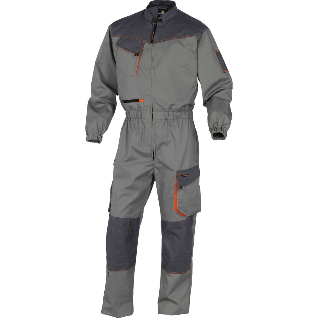 Delta Plus Kombinezon D-MACH z poliestru (65%) i bawełny (35%) 245 g/m2 gumka w talii kol. jasnoszary-pomarańczowy roz. L CORP DMCOMGOGT DMCOMGOGT