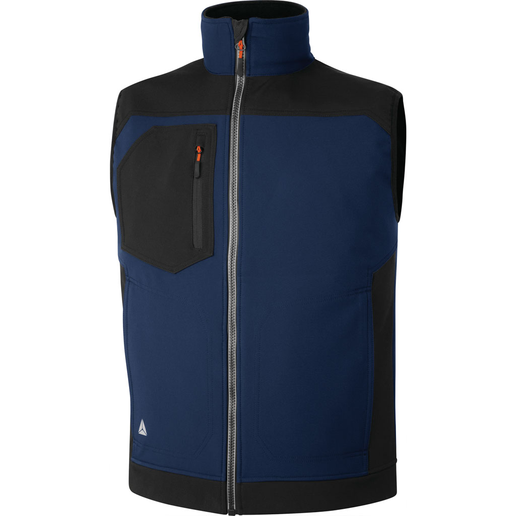 DELTA PLUS HOLEN KAMIZELKA Z TKANINY SOFTSHELL Z POLIESTRU (96%) I ELASTANU (4%), 3 WARSTWY LAMINOWANE; GRANATOWO-CZARNY