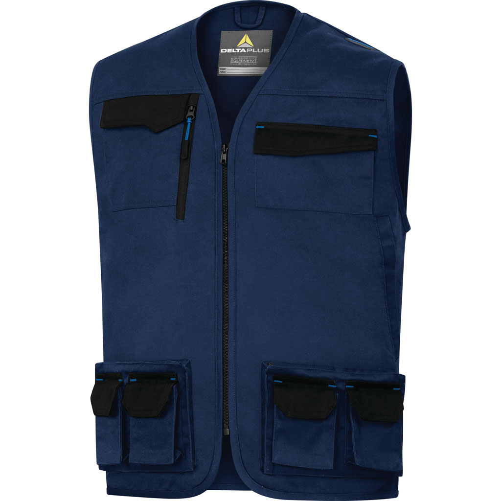 DELTA PLUS M2GI3 KAMIZELKA MACH 2 Z WIELOMA KIESZENIAMI, Z POLIESTRU (65%) I BAWEŁNY (35%), 245 g/m2; GRANATOWO-NIEBIESKI