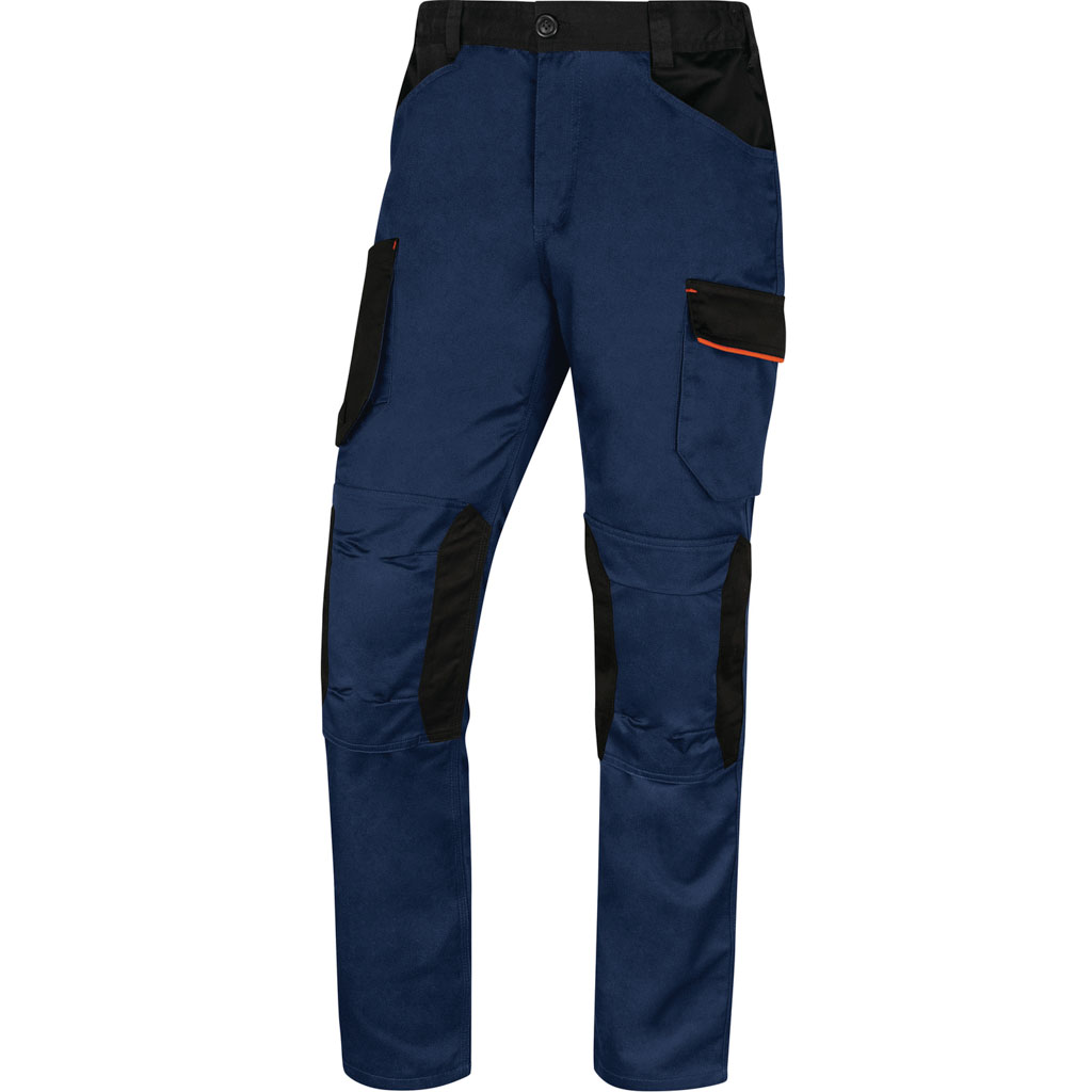 DELTA PLUS M2PA3STR SPODNIE MACH 2 STRETCH Z POLIESTRU (63%), BAWEŁNY (34%) I ELASTANU (3%), 260 g/m2; GRANATOWO-POMARAŃCZOWY