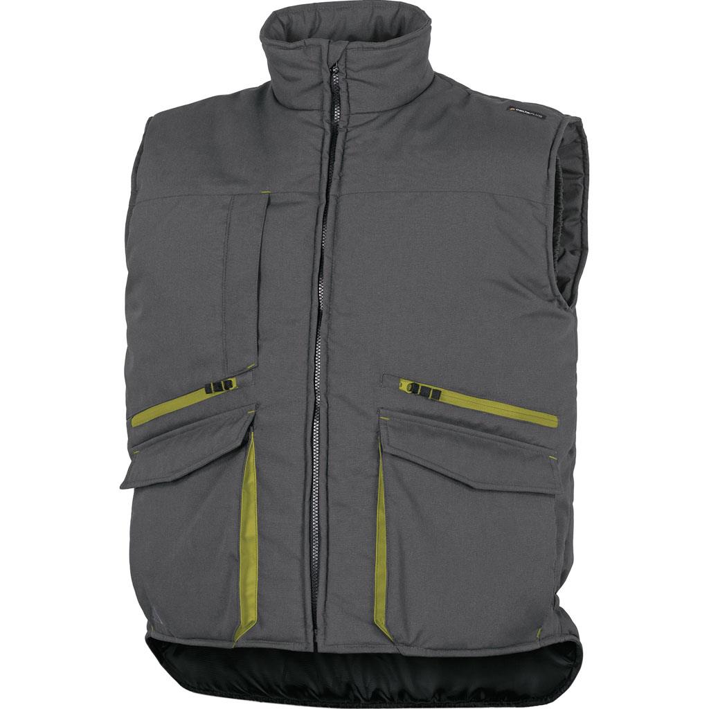 DELTA PLUS SIERRA2 KAMIZELKA OCIEPLANA Z WIELOMA KIESZENIAMI, Z POLIESTRU (65%) I BAWEŁNY (35%), PASUJE DO SERII PANOSTYLE; SZARO-ZIELONY