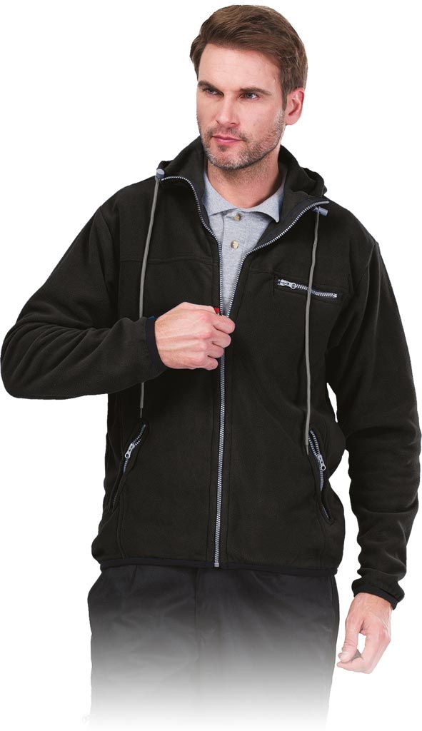 BLUZA Z POLARU OCHRONNA REIS POLAR-HOOD; CZARNY (XXL)