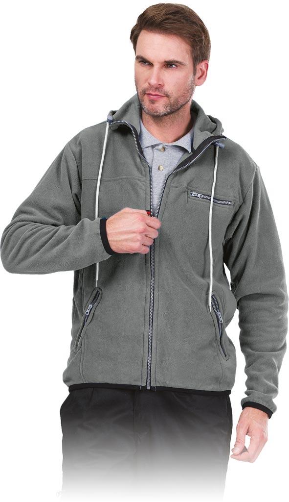 BLUZA Z POLARU OCHRONNA REIS POLAR-HOOD; SZARY/STALOWY (S)